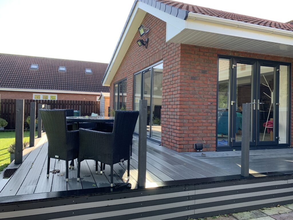 Monmouth Court: brickwork and decking
